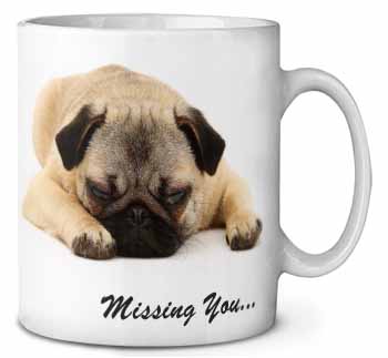 Pug Dog " Missing You " Sentiment Ceramic Coffee Mug/Tea Cup