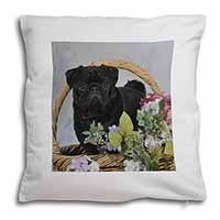 Black Pug Dog Soft White Velvet Feel Scatter Cushion - Advanta Group®