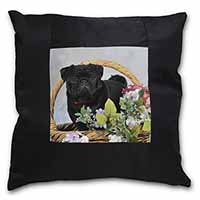 Black Pug Dog Black Satin Feel Scatter Cushion - Advanta Group®