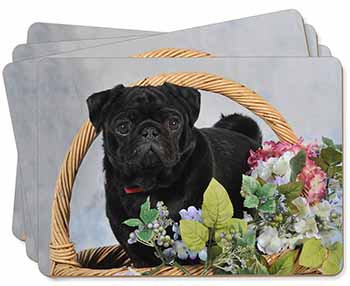 Black Pug Dog Picture Placemats in Gift Box