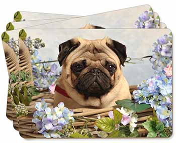 Fawn Pug Dog in a Basket Picture Placemats in Gift Box