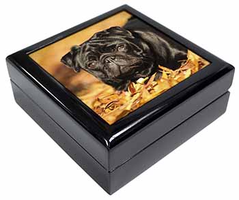 Black Pug Dog Keepsake/Jewellery Box