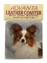 Papillon Dog Single Leather Photo Coaster