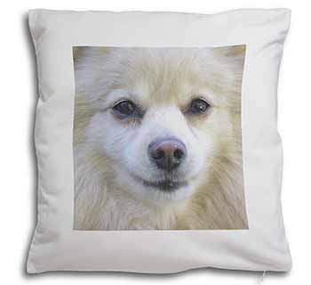 Japanese Spitz Dog Soft White Velvet Feel Scatter Cushion
