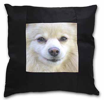 Japanese Spitz Dog Black Satin Feel Scatter Cushion