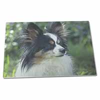 Large Glass Cutting Chopping Board Papillon Dog