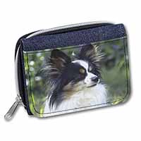 Papillon Dog Unisex Denim Purse Wallet