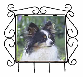 Papillon Dog Wrought Iron Key Holder Hooks