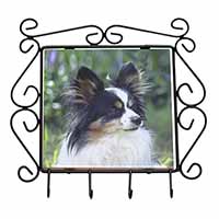 Papillon Dog Wrought Iron Key Holder Hooks