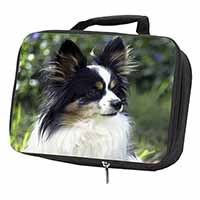 Papillon Dog Black Insulated School Lunch Box/Picnic Bag