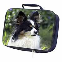 Papillon Dog Navy Insulated School Lunch Box/Picnic Bag