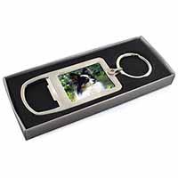 Papillon Dog Chrome Metal Bottle Opener Keyring in Box