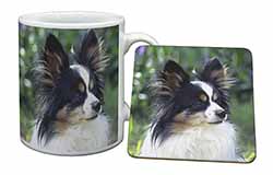 Papillon Dog Mug and Coaster Set