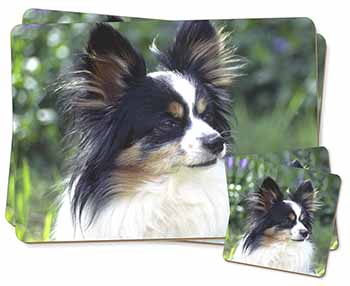 Papillon Dog Twin 2x Placemats and 2x Coasters Set in Gift Box