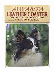 Papillon Dog Single Leather Photo Coaster