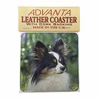 Papillon Dog Single Leather Photo Coaster