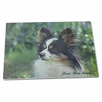 Large Glass Cutting Chopping Board Papillon Dog 