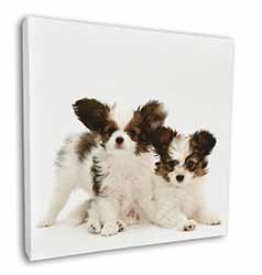 Papillon Dogs Square Canvas 12"x12" Wall Art Picture Print