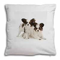 Papillon Dogs Soft White Velvet Feel Scatter Cushion