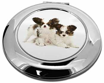 Papillon Dogs Make-Up Round Compact Mirror