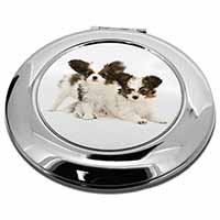 Papillon Dogs Make-Up Round Compact Mirror