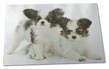 Large Glass Cutting Chopping Board Papillon Dogs