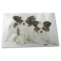 Large Glass Cutting Chopping Board Papillon Dogs