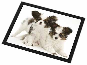 Papillon Dogs Black Rim High Quality Glass Placemat