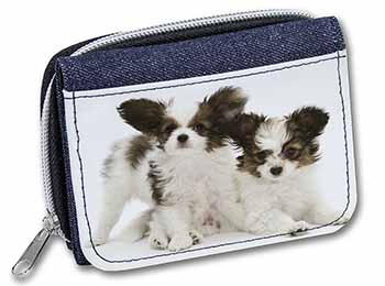 Papillon Dogs Unisex Denim Purse Wallet