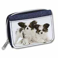 Papillon Dogs Unisex Denim Purse Wallet