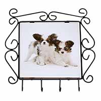 Papillon Dogs Wrought Iron Key Holder Hooks