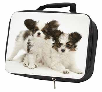 Papillon Dogs Black Insulated School Lunch Box/Picnic Bag