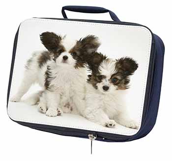 Papillon Dogs Navy Insulated School Lunch Box/Picnic Bag