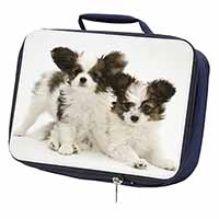 Papillon Dogs Navy Insulated School Lunch Box/Picnic Bag