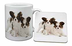Papillon Dogs Mug and Coaster Set