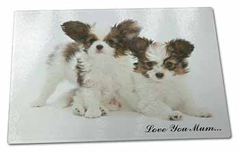 Large Glass Cutting Chopping Board Papillon Dogs 