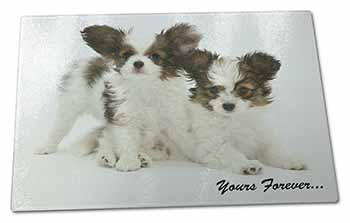 Large Glass Cutting Chopping Board Papillon Dogs 