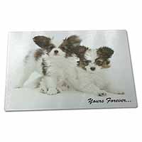 Large Glass Cutting Chopping Board Papillon Dogs 