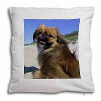 Pekingese Dog Soft White Velvet Feel Scatter Cushion