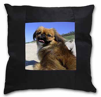 Pekingese Dog Black Satin Feel Scatter Cushion