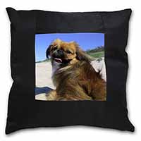 Pekingese Dog Black Satin Feel Scatter Cushion