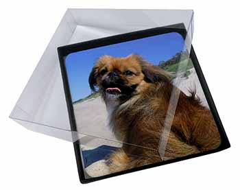 4x Pekingese Dog Picture Table Coasters Set in Gift Box