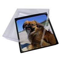4x Pekingese Dog Picture Table Coasters Set in Gift Box