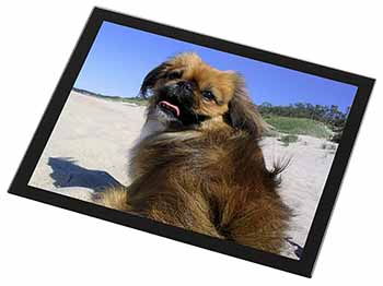 Pekingese Dog Black Rim High Quality Glass Placemat