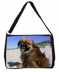 Pekingese Dog Large Black Laptop Shoulder Bag School/College