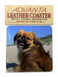 Pekingese Dog Single Leather Photo Coaster