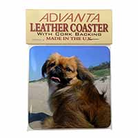 Pekingese Dog Single Leather Photo Coaster