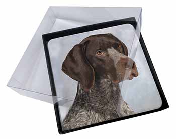 4x German Pointer Dog Picture Table Coasters Set in Gift Box
