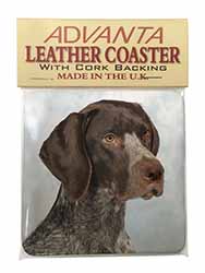 German Pointer Dog Single Leather Photo Coaster