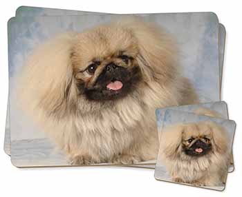 Pekingese Dog Twin 2x Placemats and 2x Coasters Set in Gift Box